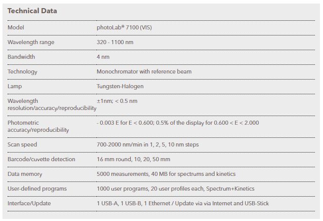 ADMI : Spectrophotometer photoLab® 7100 VIS